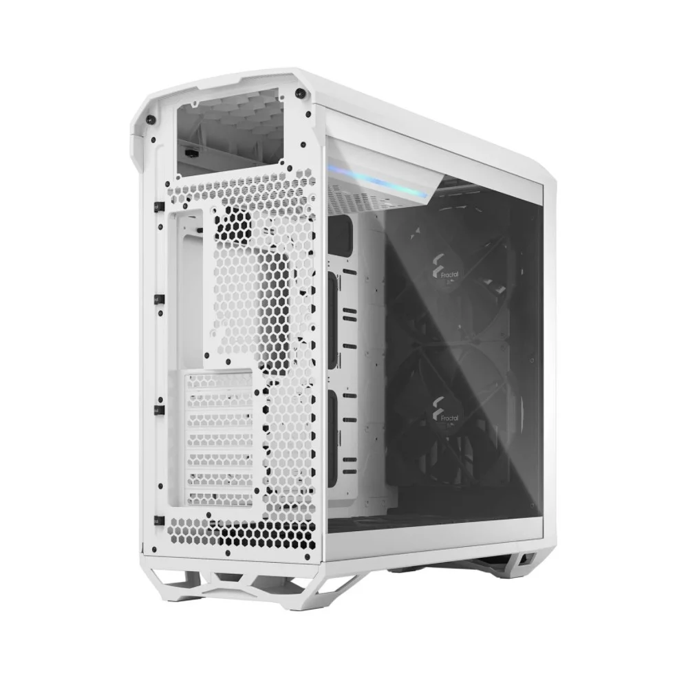 کیس کامپیوتر مید تاور Fractal Design Torrent E-ATX، دارای 7 اسلات توسعه، جریان هوای بالا، 4 جایگاه 2.5 اینچی، پشتیبانی از رادیاتور تا 16.5 اینچ، 2 فن 180 میلی‌متری و 3 فن 140 میلی‌متری، شیشه حرارت دیده سفید رنگ