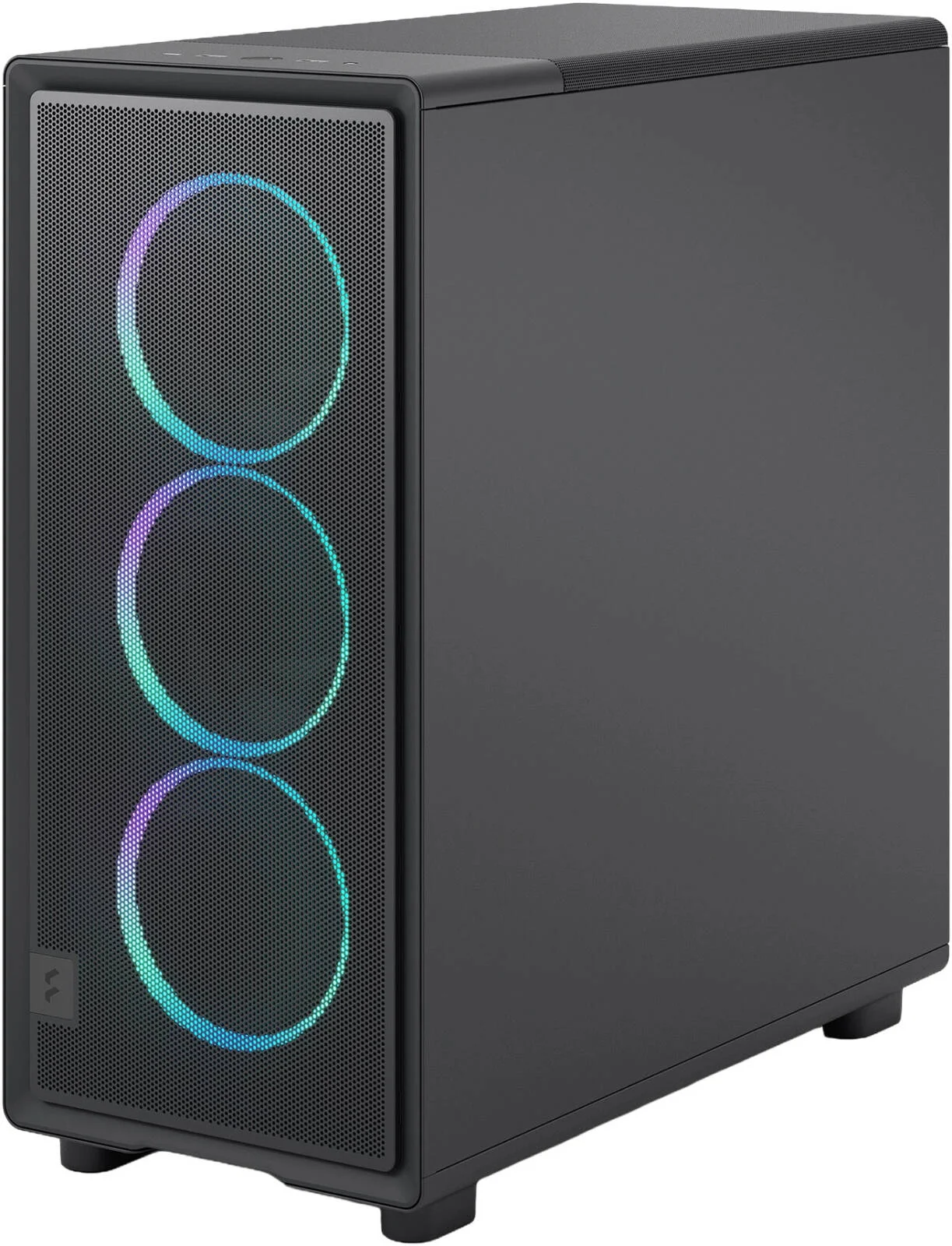 کیس کامپیوتر مید-تاور Fractal Epoch، دارای 3 فن 120 میلی‌متری Momentum، پشتیبانی از رادیاتور تا 360 میلی‌متر و 6 فن، پنل‌های جانبی فولادی و شیشه‌ای حرارت‌دیده، مدیریت کابل، نور مشکی TG RGB | FD-C-EPO1A-04
