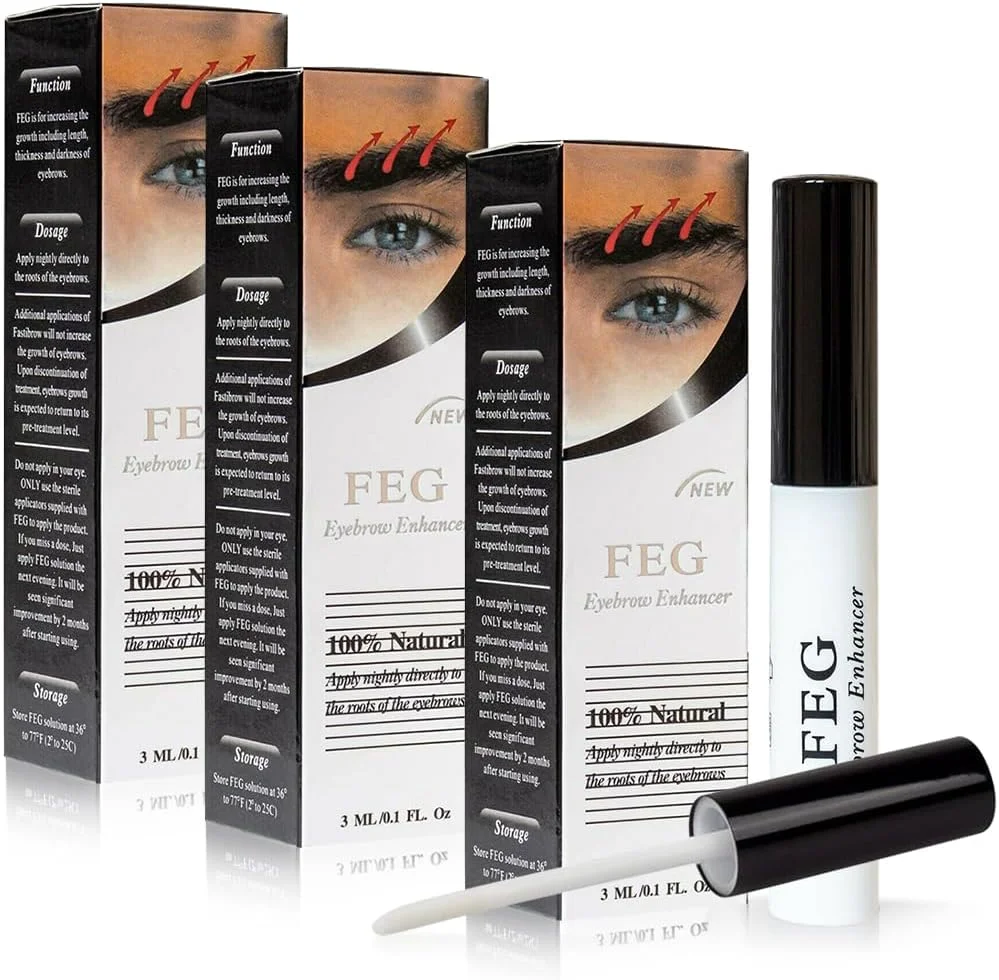 مجموعه تقویت کننده ابرو FEG - 3 عددی (3 میلی لیتر * 3) | سرم درمان رشد ابرو | سرم تقویت کننده ابرو برای ابروهای تیره تر و ضخیم تر | سرم تقویت کننده ابرو غیر تحریک کننده و ایمن برای انواع پوست