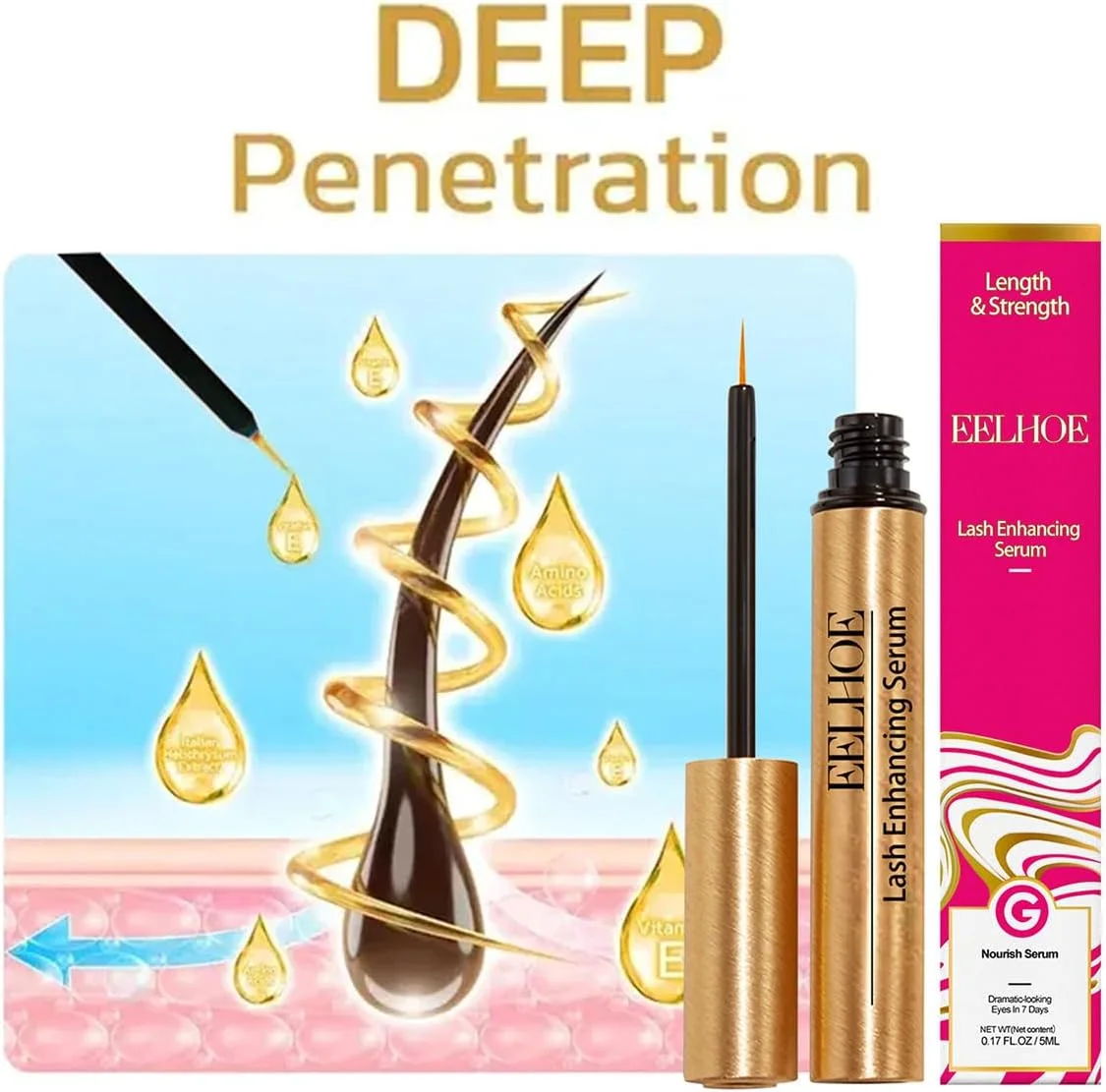 سرم تقویت کننده مژه طبیعی، سرم اصلی مژه، تقویت کننده مژه و ابرو برای مژه های طبیعی و روغن مژه و ابرو 5 میلی لیتر