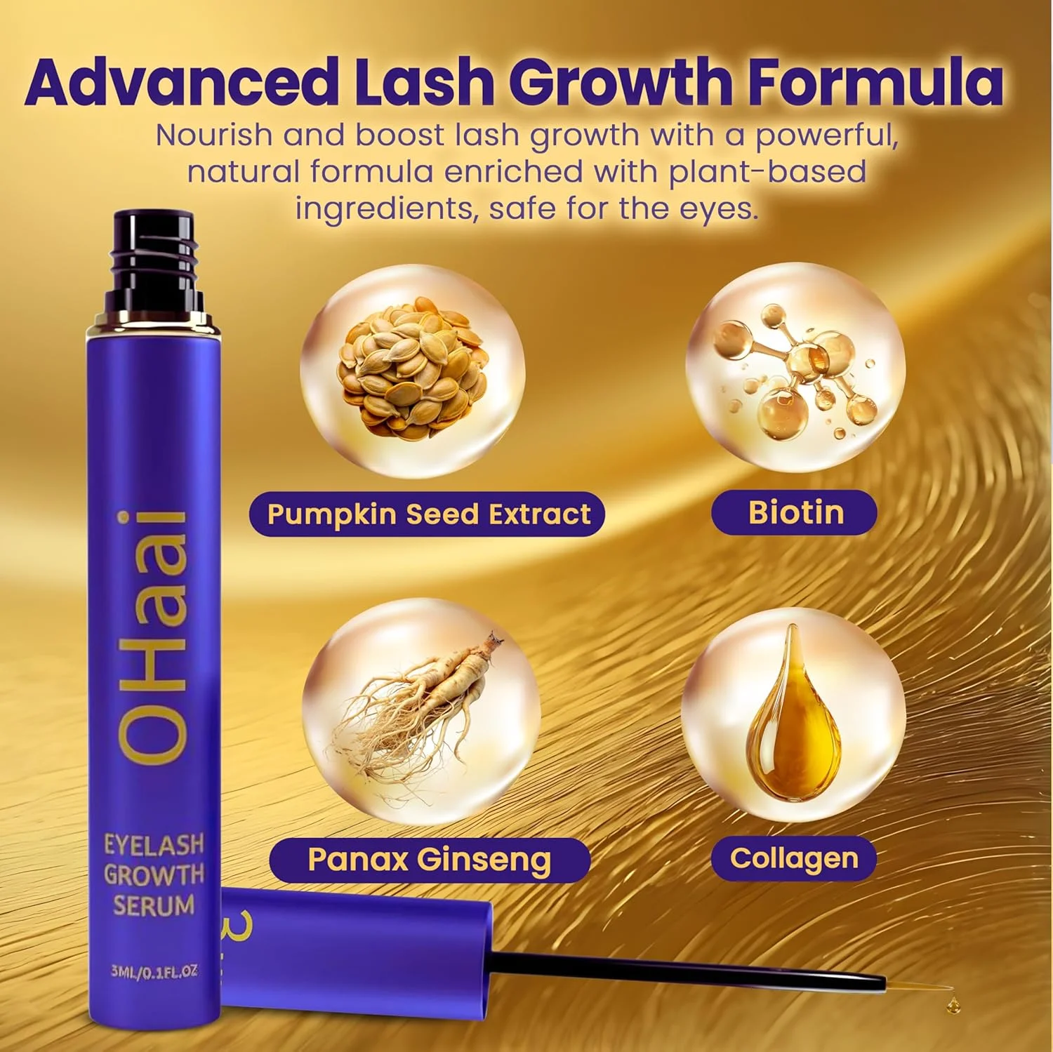 سرم تقویت مژه پریمیوم برای بانوان - فرمول طبیعی تقویت کننده مژه برای رشد مژه‌های بلندتر، ضخیم‌تر و سالم‌تر - وگان، بدون ظلم به حیوانات