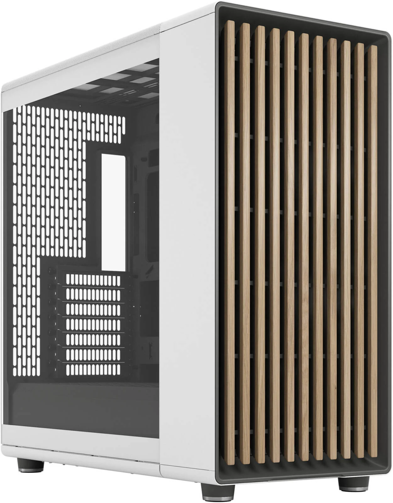 کیس کامپیوتر مید تاور Fractal North XL E-ATX، پنل کناری شیشه حرارت دیده، شامل 3 عدد فن Aspect 140mm PWM، پشتیبانی از رادیاتور تا 420mm و 7 فن، فیلترهای گرد و غبار، Type-C، 2x USB 3.0، سفید | FD-C-NOR1X-06