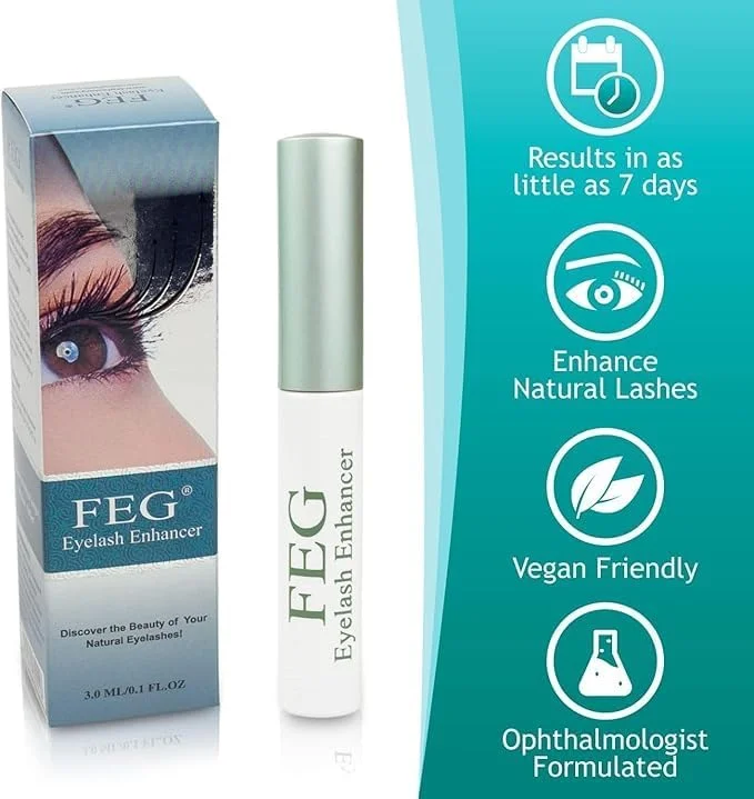محلول تقویت مژه FEG، قوی‌ترین سرم رشد مژه با فرمولاسیون 100% طبیعی، محرک رشد سریع مژه‌ها، سرم رشد مژه برای مژه‌های بلندتر، ضخیم‌تر و پرپشت‌تر، سرم بلند کننده مژه 3x3 میلی‌لیتر