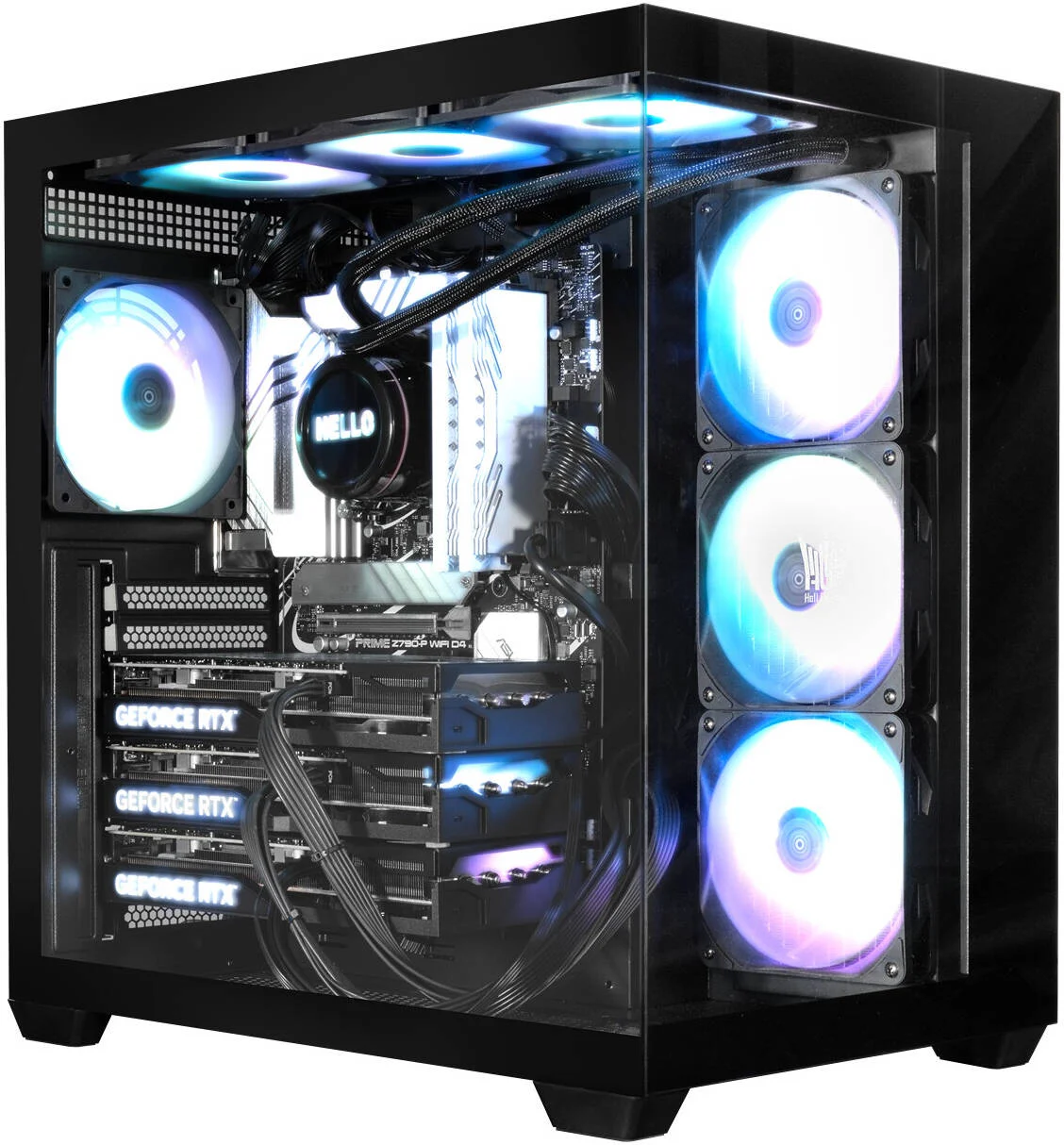 کیس کامپیوتر GALAX HOF ALLSYNQ Mid-Tower ATX، دارای 1 فن 120mm aRGB و 3 فن معکوس aRGB از پیش نصب شده، پشتیبانی از رادیاتور تا 360mm و 7 فن، پنل شیشه ای حرارت دیده، مشکی | G-CGHFASBB4AA-GXLG