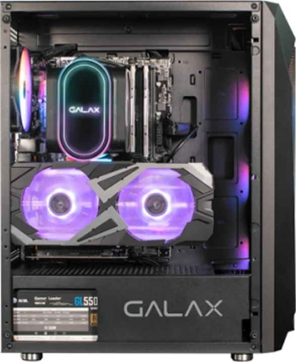 کیس کامپیوتر Galax Revolution-05 Mesh RGB Mid Tower ATX، پنل شیشه ای حرارت دیده و پنل جلویی مشبک، جریان هوای بالا، قابلیت نصب تا 8 فن 120 میلی متری و رادیاتور 280 میلی متری، USB 3.0 / 2.0، میکروفون، مشکی | CGG5ANBA4B0