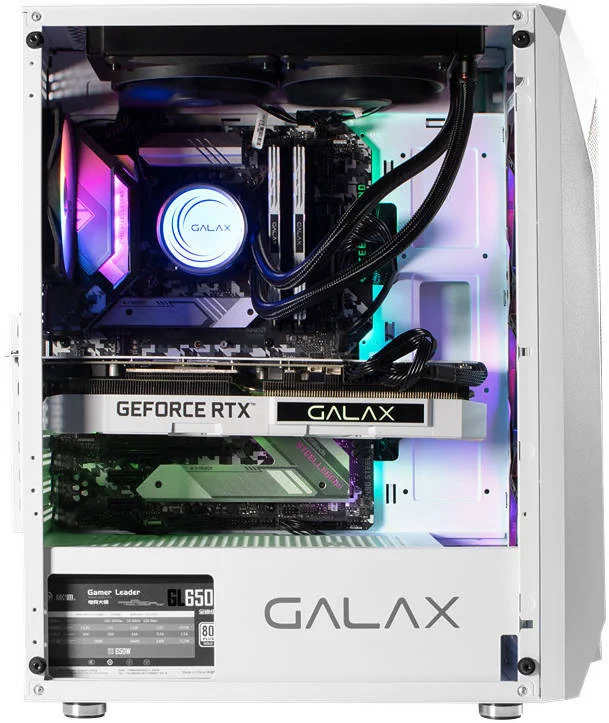 کیس کامپیوتر Galax Revolution-05 Mesh RGB Mid Tower ATX، پنل شیشه ای حرارت دیده و پنل جلویی مشبک، جریان هوای بالا، قابلیت نصب تا 8 فن 120 میلی متری و رادیاتور 280 میلی متری، USB 3.0 / 2.0، میکروفون، سفید | CGG5ANWA4B0
