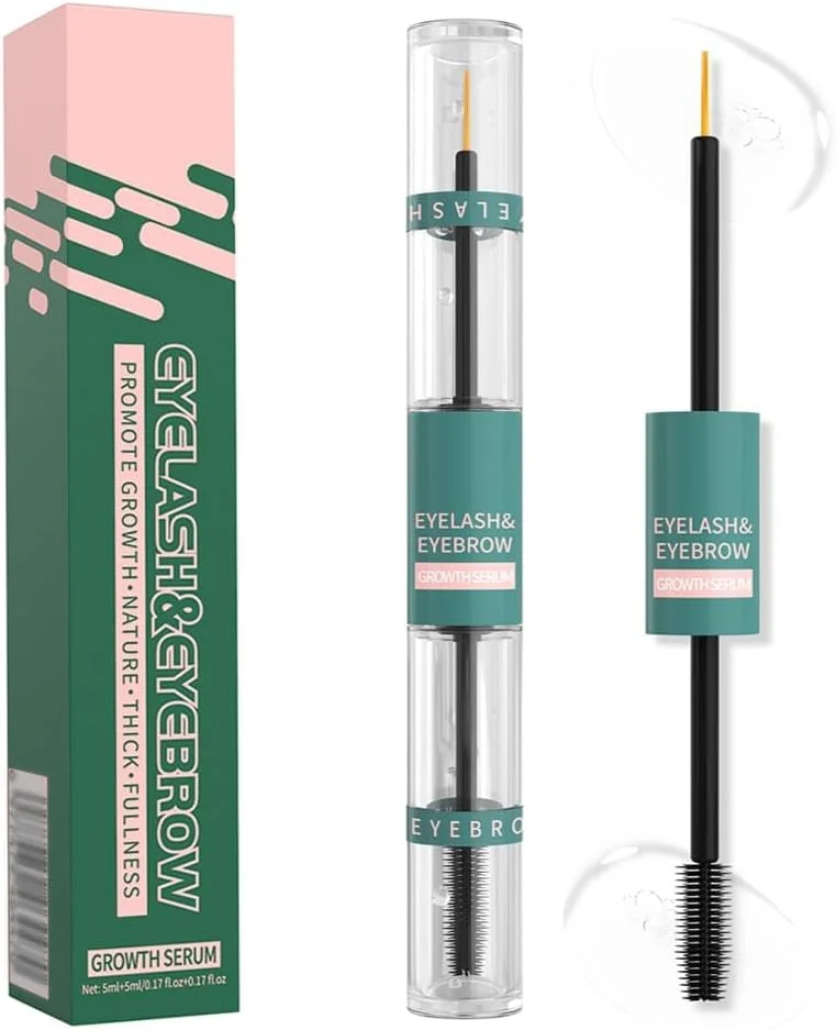 سرم تقویت کننده مژه و ابرو دو سر - افزایش رشد مژه و ابرو، فرمول مغذی و ضخیم کننده، اپلیکاتور برس نرم، تقویت کننده مژه و ابرو 2 در 1 (3ml + 3ml)