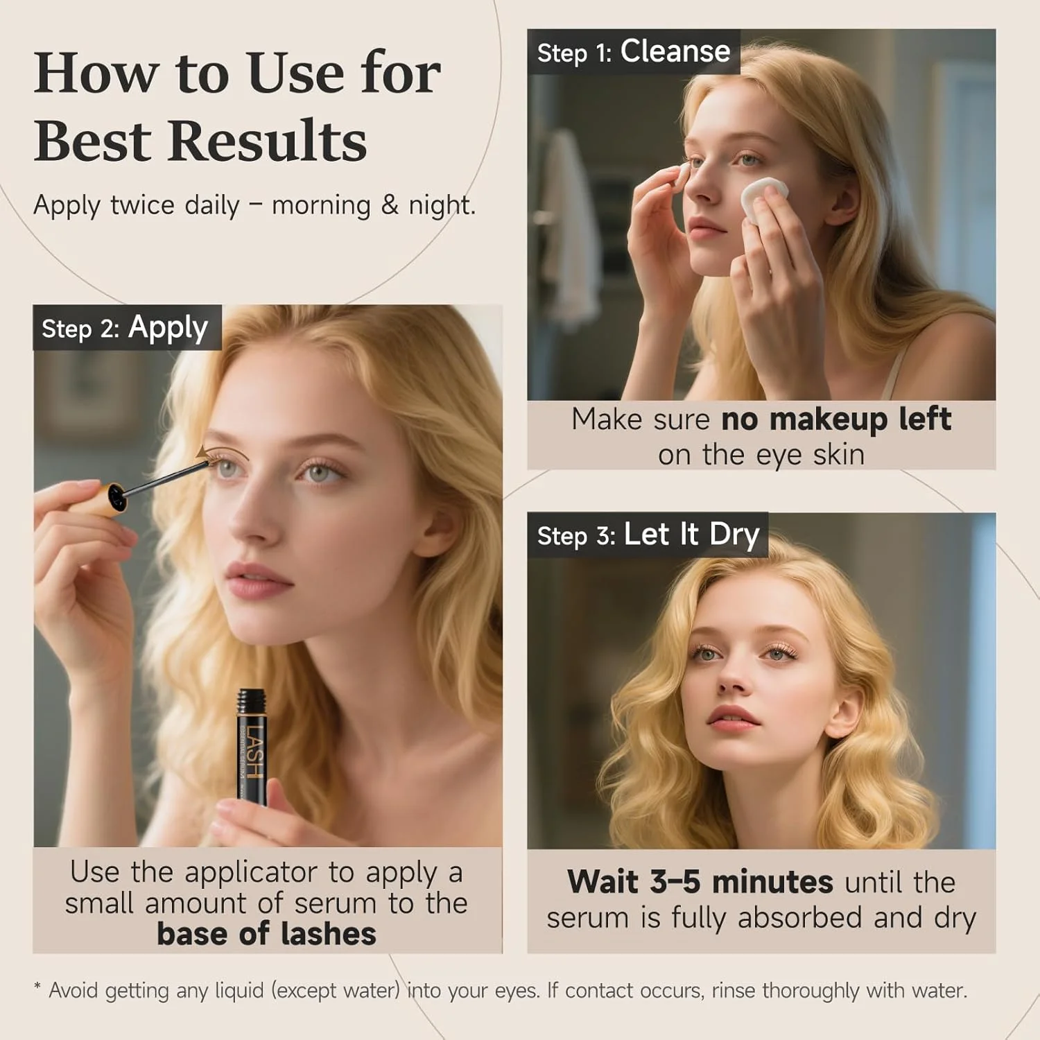 سرم تقویت کننده مژه و سرم تقویت کننده ابرو، تقویت کننده مژه برای مژه های بلندتر و ضخیم تر، تغذیه مژه و ابرو با آمینو اسیدها، 5 میلی لیتر برای 6 ماه (بسته 2 عددی)