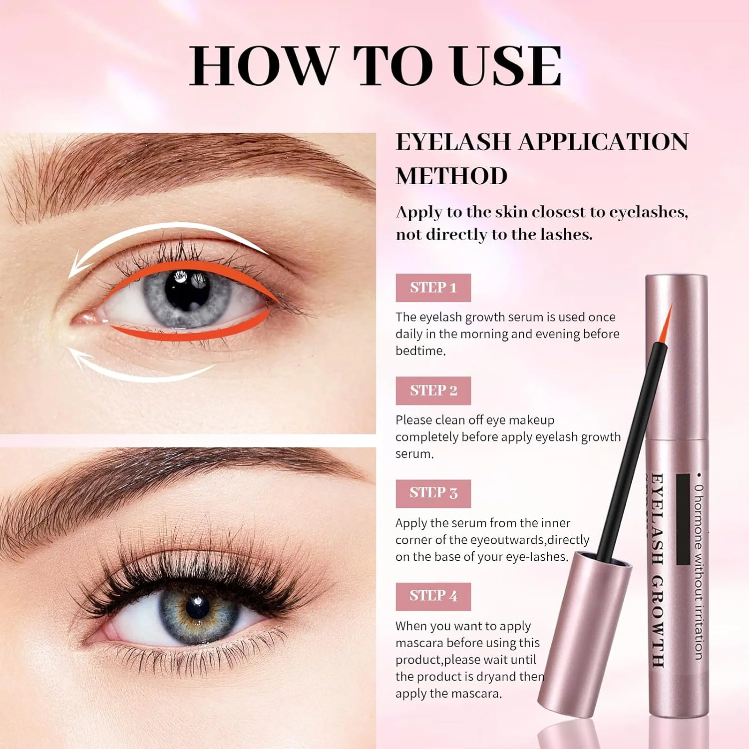 سرم تقویت مژه، 6 میلی لیتر، فرمول تقویت کننده مژه برای مژه های بلندتر، پرپشت تر و ضخیم تر