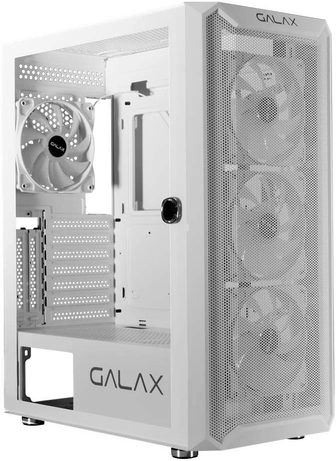 کیس کامپیوتر Galax Revolution 07 ATX، SPCC + شیشه حرارت دیده، پشتیبانی از رادیاتور تا 360 میلی متر، طول کارت گرافیک تا 330 میلی متر، 3 پورت USB / پشتیبانی از HD Audio I/O، سفید | G-CGG7AGWA4B0-GXLG