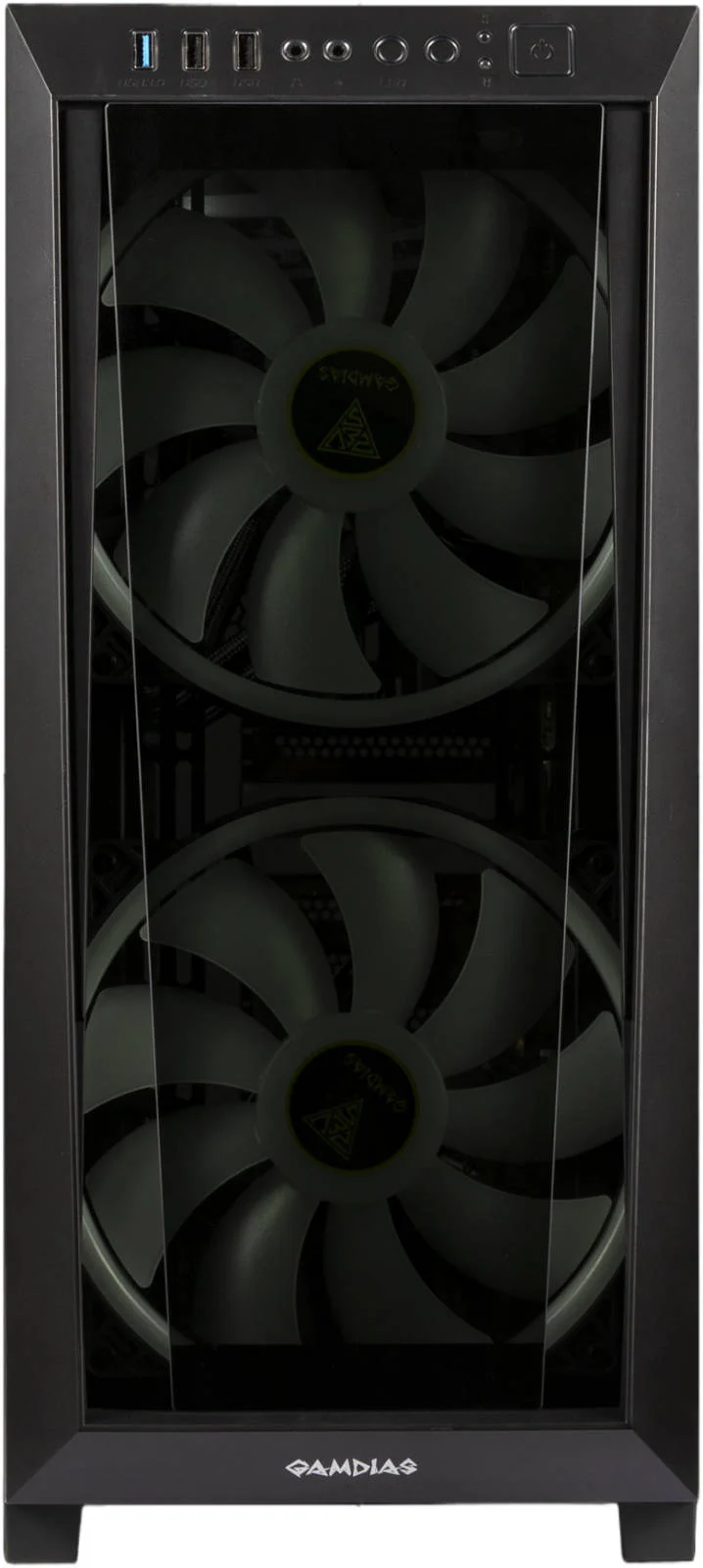 کیس کامپیوتر مید تاور Gamdias APOLLO M2 ELITE، طراحی توری نامتقارن، 2 فن ARGB 200 میلی‌متری داخلی، پنجره شیشه‌ای حرارت دیده بدون درز، فیلتر گرد و غبار مغناطیسی، پشتیبانی از رادیاتور 280 میلی‌متری، مشکی | GD-APOLLO-M1-ELITE