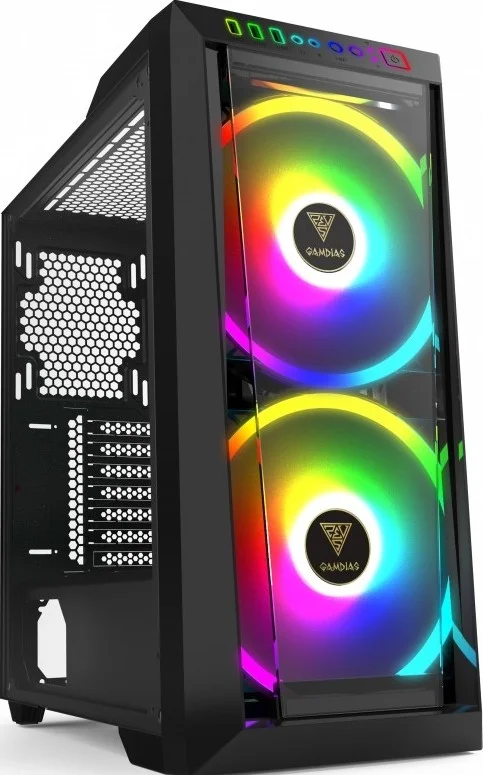 کیس کامپیوتر مید تاور Gamdias Apollo M2، پشتیبانی از رادیاتور 360 میلی‌متری، جنس SPCC + ABS + شیشه حرارت دیده، مشکی | GD-APOLLO-M2-ELITE