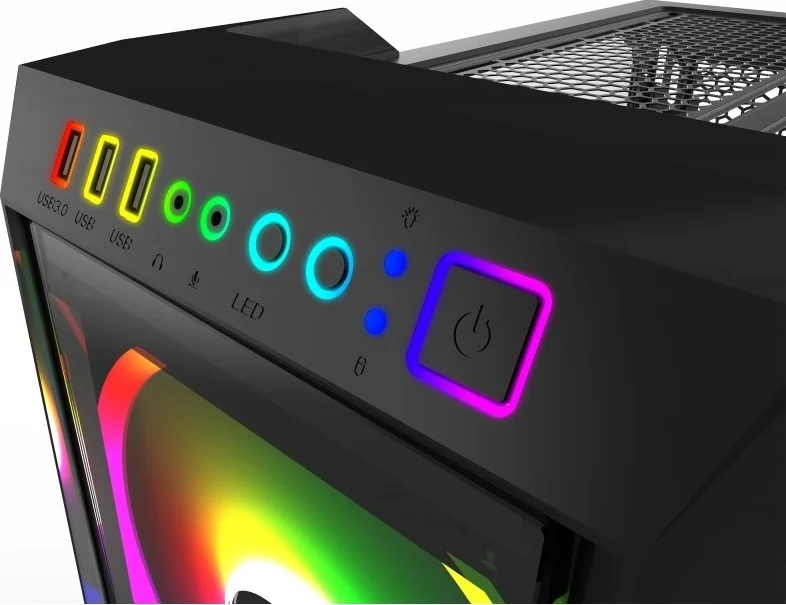 کیس کامپیوتر مید تاور Gamdias Apollo M2، پشتیبانی از رادیاتور 360 میلی‌متری، جنس SPCC + ABS + شیشه حرارت دیده، مشکی | GD-APOLLO-M2-ELITE