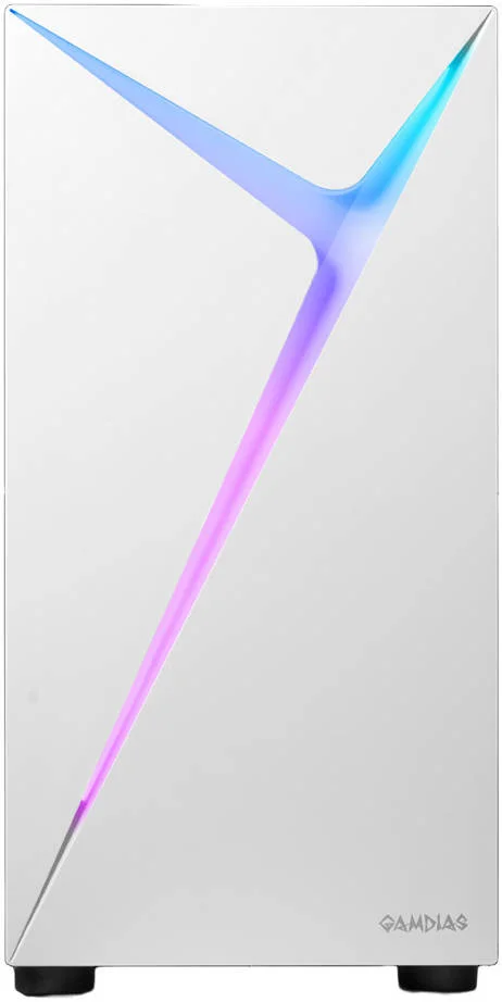 کیس کامپیوتر مید تاور Gamdias ARGUS E4 ELITE WH، دارای نورپردازی RGB، یک فن ARGB 120 میلی‌متری داخلی در عقب، درب لولایی پنل شیشه‌ای حرارت دیده، فیلتر گرد و غبار مغناطیسی، پشتیبانی از رادیاتور 240 میلی‌متری، سفید | GD-ARGUS-E4-ELITE-WH
