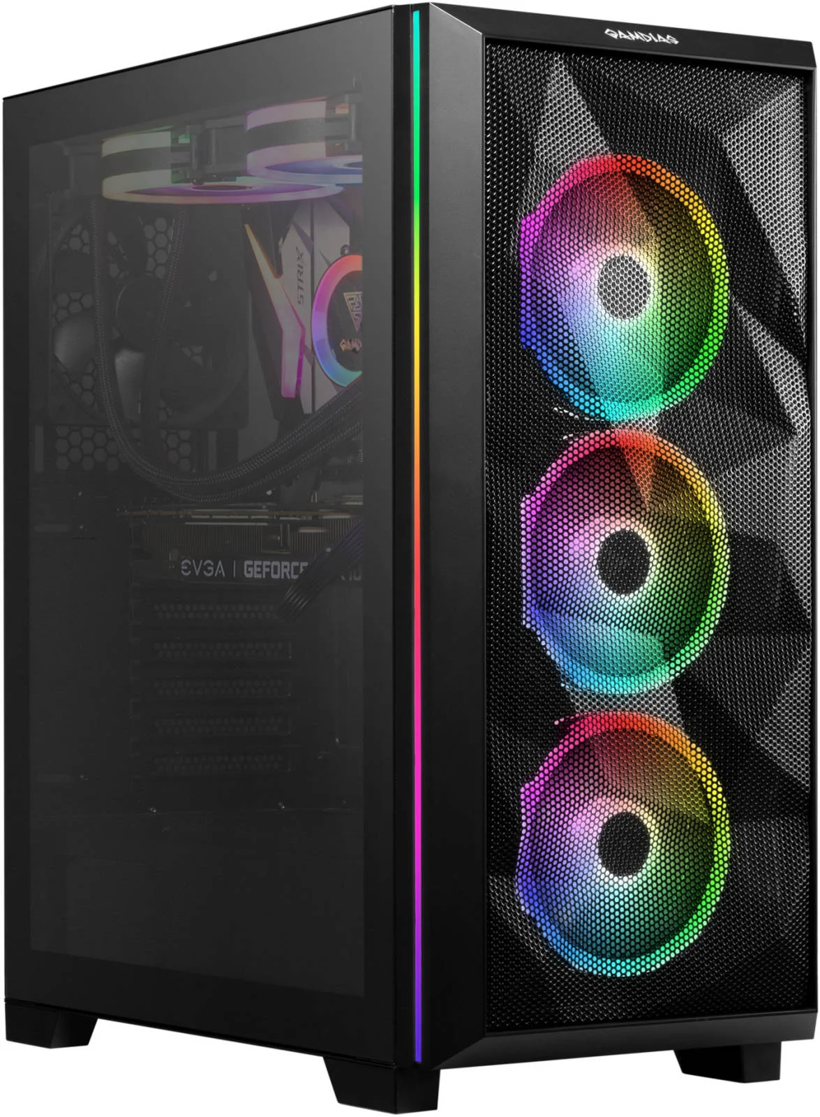 کیس مید تاور GAMDIAS ATHENA M2 ELITE ATX، پنجره شیشه ای حرارت دیده، پنل جلویی مشبک با نوار نور RGB، پشتیبانی از 6 فن و رادیاتور 360 میلی متری، فیلتر گرد و غبار مغناطیسی، مشکی | GD-ATHENA-M2-ELITE