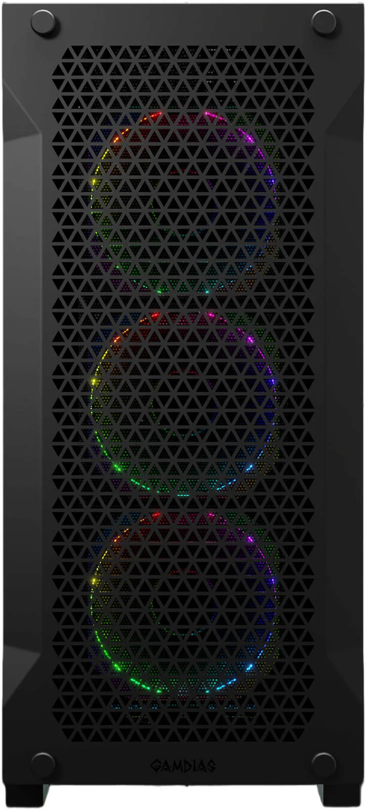 کیس کامپیوتر گیمینگ مید تاور GAMDIAS ATHENA P1 RGB ATX، شیشه حرارت دیده و طراحی جریان هوای عالی، 4 فن 120 میلی‌متری ARGB و پشتیبانی از AIO تا 360 میلی‌متر، USB 3/ USB 2 / Type C/HD Audio / کنترل LED، مشکی | GD-ATHENA-P1