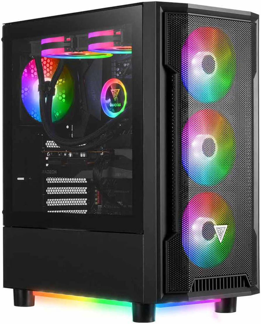 کیس کامپیوتر گیمینگ مید تاور ATX گامدیاس Athena M6، شیشه حرارت دیده، پشتیبانی از 6 فن و رادیاتور 360 میلی‌متری، نورپردازی RGB زیرین، USB 3 / USB 2x2، HD Audio /LED Control، مشکی | GD-ATHENA-M6