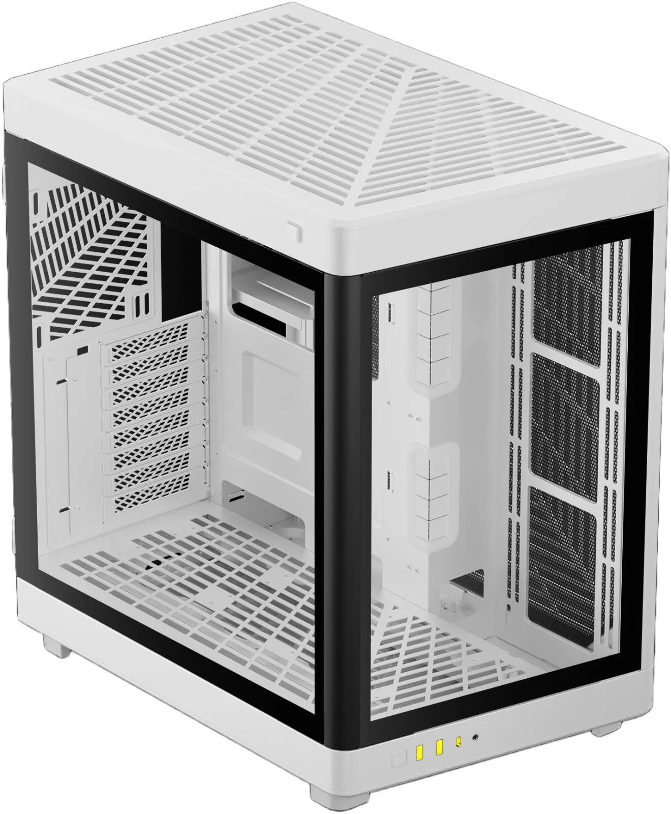 کیس کامپیوتر گیمینگ فول تاور GAMDIAS NESO P1 EATX، پنل‌های شیشه‌ای حرارت دیده پانوراما در جلو و کنار، جریان هوای بهینه، پشتیبانی از رادیاتور تا 360 میلی‌متر و 13 فن، USB 3.0/TypeC/HD Audio/LED Control، سفید | GD-NESO-P1-WH