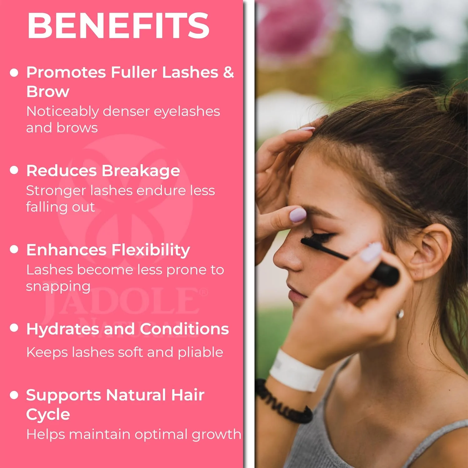 سرم تقویت کننده مژه و ابرو Jadole Naturals با کلاژن و پپتیدهای رشد طبیعی برای مژه ها و ابروهای بلند و ضخیم! دارای تاییدیه متخصص پوست، بدون تست حیوانی و ضد حساسیت