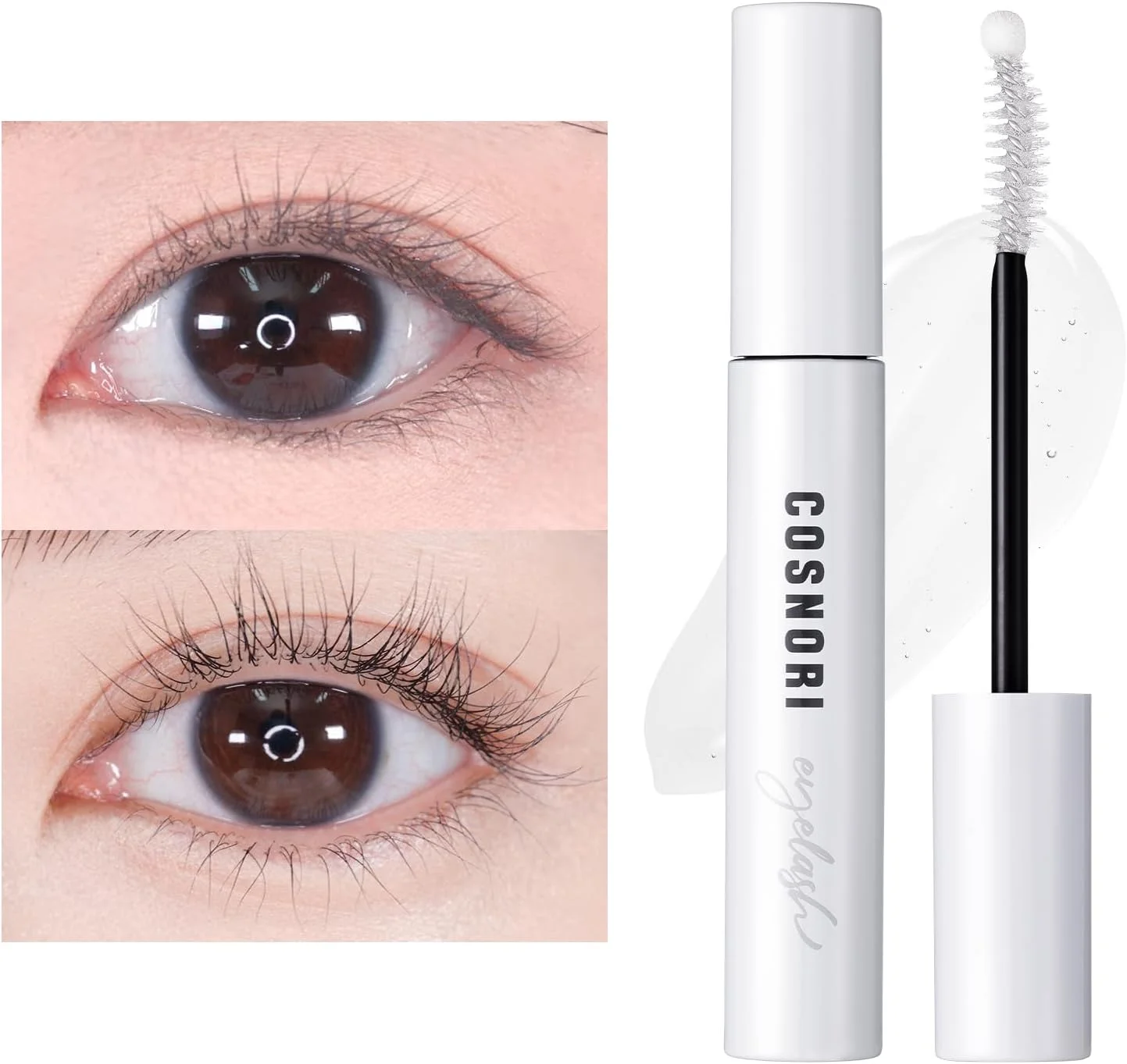 سرم تقویت کننده مژه فعال طولانی مدت COSNORI - سرم تقویت کننده مژه کره ای - تقویت کننده رشد ابرو برای مژه های بلندتر و ضخیم تر - وگان، بدون تحریک - پپتیدها، اسید هیالورونیک، 0.3 fl.oz.