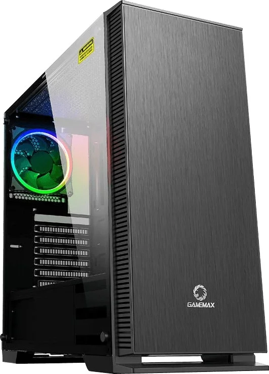 کیس گیمینگ GameMax Aurora PC Mid-Tower ATX، دارای 1 فن 120mm Halo Dual-Ring Spectrum، هاب PWM، کنترلر RF، شیشه حرارت دیده، خنک کننده آبی گسترده، برای تجربه ای عالی، مشکی | W901