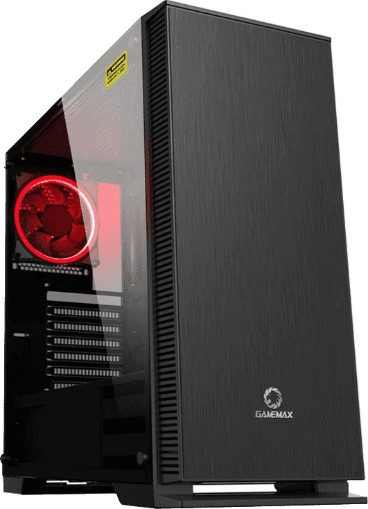 کیس گیمینگ GameMax Aurora PC Mid-Tower ATX، دارای 1 فن 120mm Halo Dual-Ring Spectrum، هاب PWM، کنترلر RF، شیشه حرارت دیده، خنک کننده آبی گسترده، برای تجربه ای عالی، مشکی | W901
