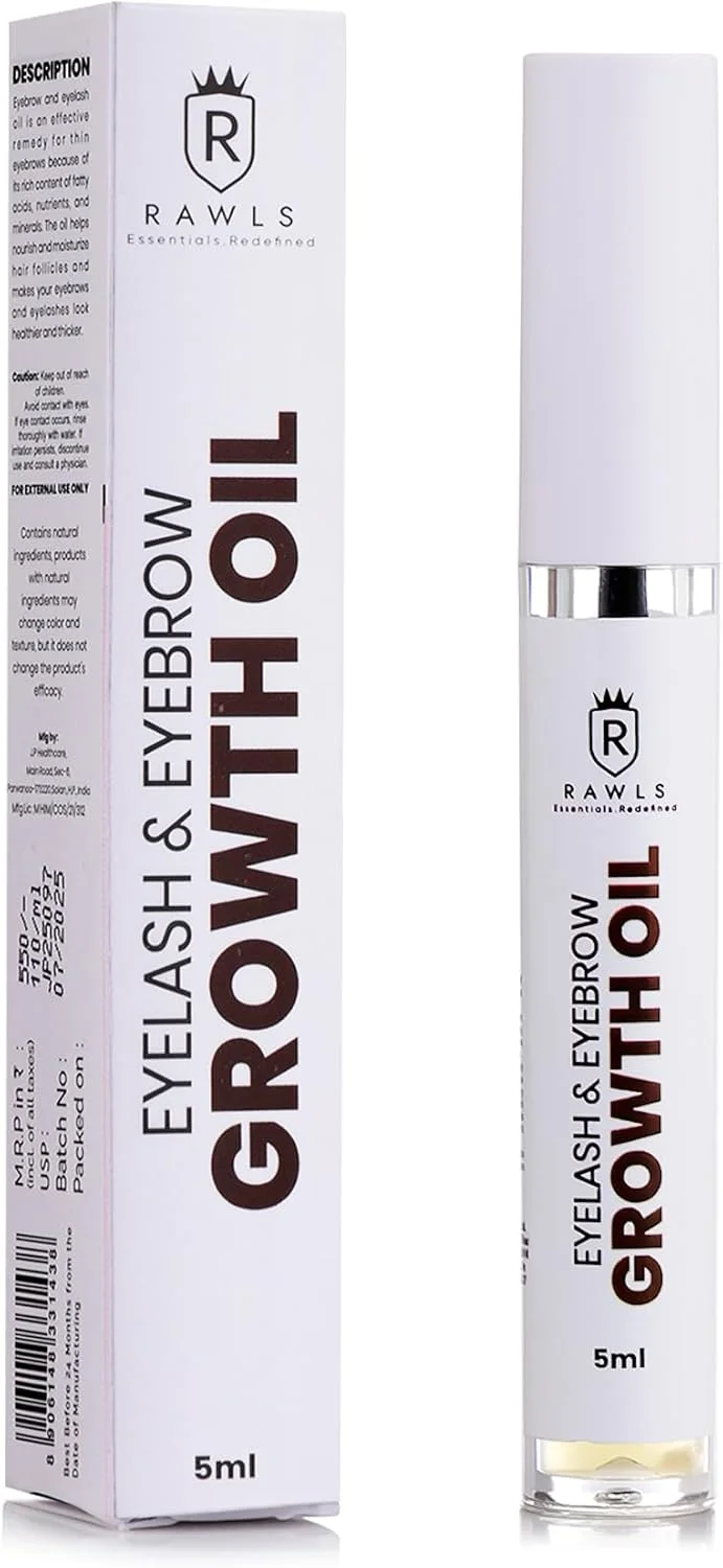 سرم تقویت کننده ابرو و مژه Rawls، تقویت کننده مژه طبیعی و ارگانیک با روغن کرچک، روغن بادام، ویتامین E و C، برای مژه ها و ابروهای بلندتر و ضخیم تر - 5 میلی لیتر