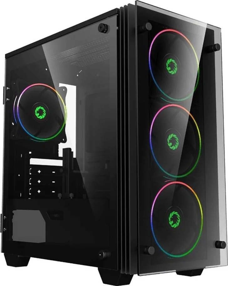 کیس گیمینگ ATX گیم مکس Mini Stratos H609 RGB، با 4 فن، شیشه حرارت دیده، جایگاه درایو 2.5 اینچی، پشتیبانی از رادیاتور تا اندازه 240 میلی متر، مشکی | H609