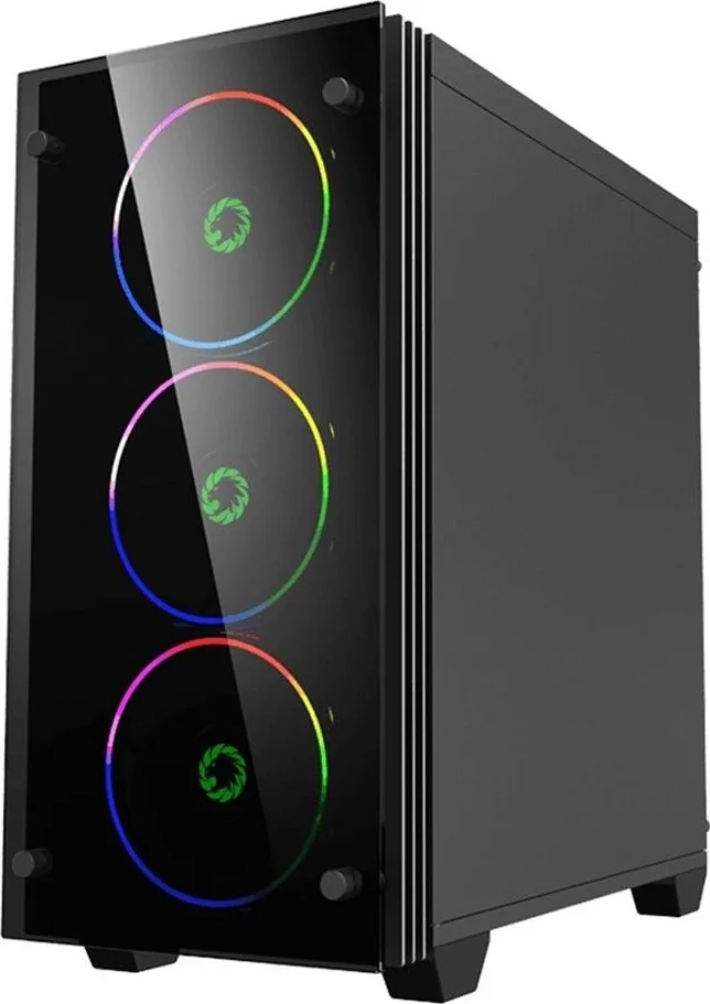 کیس گیمینگ ATX گیم مکس Mini Stratos H609 RGB، با 4 فن، شیشه حرارت دیده، جایگاه درایو 2.5 اینچی، پشتیبانی از رادیاتور تا اندازه 240 میلی متر، مشکی | H609