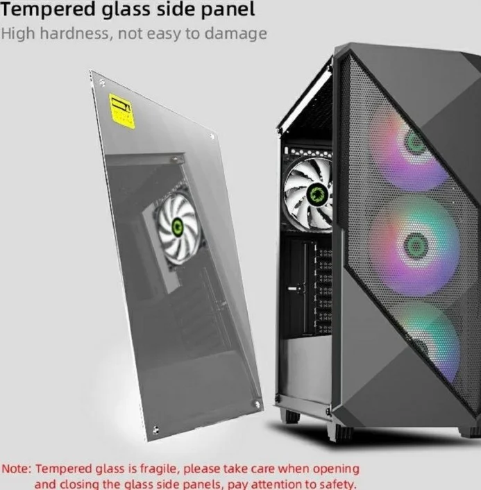 کیس کامپیوتر گیمینگ مید-تاور Gamemax Revolt ARGB شیشه حرارت دیده، دارای فن، پشتیبانی از ATX | Revolt