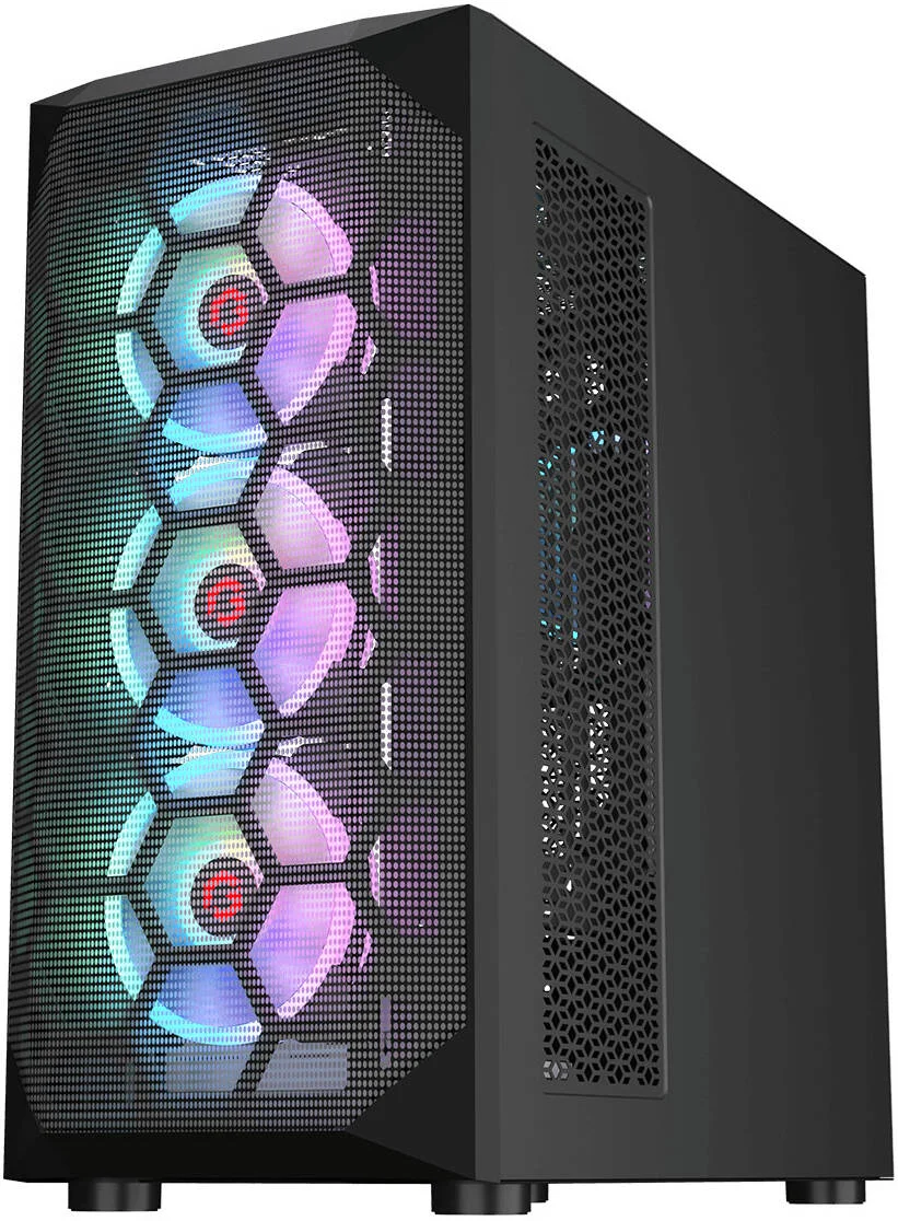 کیس مید تاور گیمینگ GAMEON Emperor Midnight I Series، دارای 7 فن 120 میلی‌متری aRGB از پیش نصب شده، پشتیبانی از رادیاتور تا 360 میلی‌متر و 9 فن، شیشه حرارت دیده 0.8 میلی‌متری + مواد SPCC، مشکی | GO-EMPERORI-M