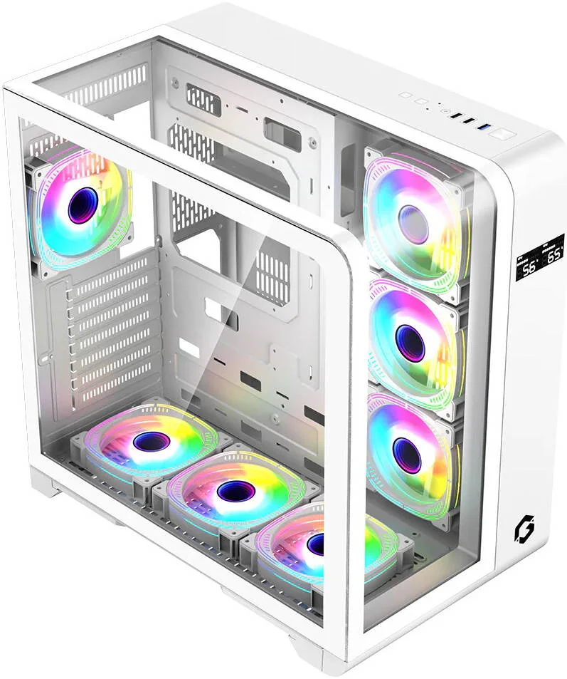 کیس کامپیوتر گیمینگ گیم‌آن مدل Go Infinity، دارای 7 فن 120 میلی‌متری ARGB + PWM از پیش نصب شده، پشتیبانی از رادیاتور 360 میلی‌متری، ضد گرد و غبار، ساختار بادوام SPCC، پنل جانبی شیشه حرارت دیده، مشکی | GO-INFINITY-A