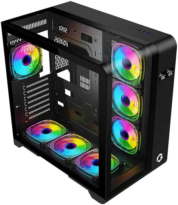 کیس گیمینگ گیم‌آن GO-INFINITY-M Elite ARGB، دارای 7 فن ARGB از پیش نصب شده، پشتیبانی از رادیاتور 360 میلی‌متری، سازگاری با کارت گرافیک 410 میلی‌متری، ارتفاع خنک‌کننده پردازنده 157 میلی‌متری، پورت‌های ورودی/خروجی متعدد، مشکی | GO-INFINITY-M