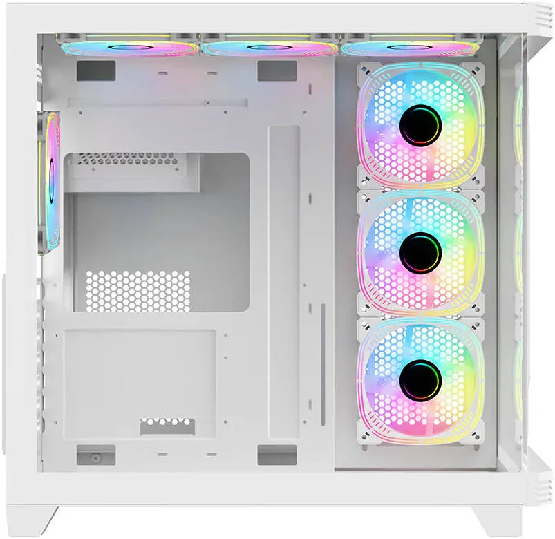 کیس کامپیوتر گیمینگ Gameon Go Pulse Midnight Series، دارای 7 فن 120mm ARGB + PWM از پیش نصب شده، پشتیبانی از رادیاتور 360mm، ساختار بادوام SPCC، پنل جانبی شیشه حرارت دیده، مشکی | GO-PULSE-A