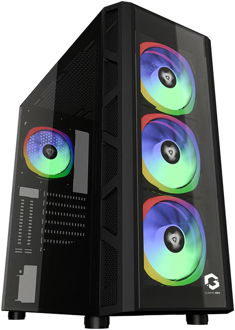 کیس گیمینگ مید تاور GAMEON TRIDENT II ARGB، دارای 3 فن از پیش نصب شده، پشتیبانی از مادربرد تا E-ATX، پشتیبانی از کولر 360 میلی متری، پورت های ورودی/خروجی USB3.0 x 1 USB2.0 x 2، مشکی | GO-TRIDENTII