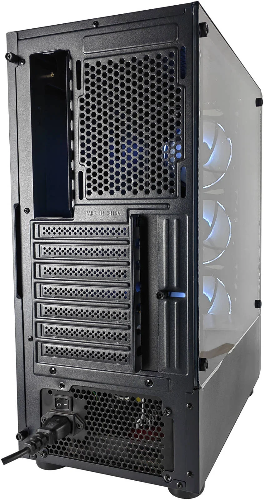 کیس گیمینگ مید تاور GameOn Trident II G-Series، دارای 3 فن RGB از پیش نصب شده، پشتیبانی از رادیاتور تا 280 میلی‌متر و 6 فن، پنل جانبی اکریلیک، جنس SPCC، فیلتر گرد و غبار، مشکی | GO-TRIDENTII-G