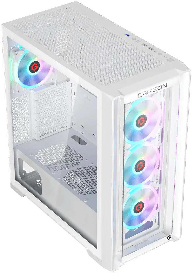 کیس گیمینگ مید تاور GAMEON Vortex Arctic Series، پنل کناری شیشه حرارت دیده، جایگاه درایو HDD*2+SSD*2، پشتیبانی از رادیاتور تا 360 میلی‌متر، 4 عدد فن ARGB از پیش نصب شده، پورت ورودی/خروجی USB 3.0 / 2.0 - مشکی | GO-VORTEX-A