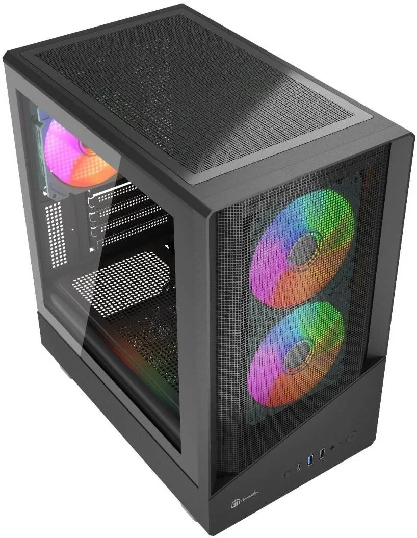 کیس کامپیوتر مید تاور GamerTek Ion، دارای 3 فن 120 میلی‌متری aRGB از پیش نصب‌شده، پشتیبانی از رادیاتور تا 280 میلی‌متری و 7 فن، USB 1.1، USB 3.0، Type-C، HD Audio، مشکی | 616985067411