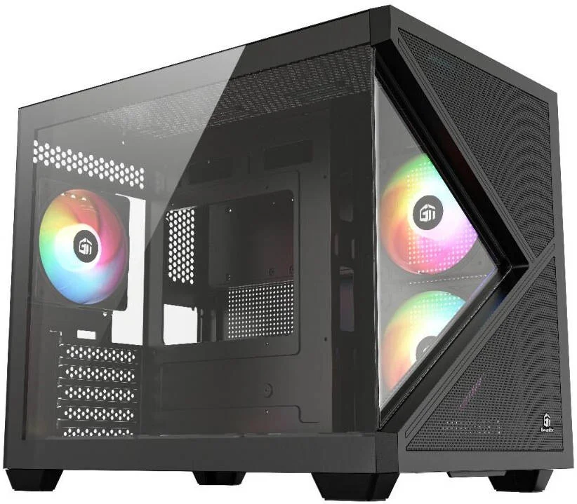 کیس کامپیوتر مید تاور گیمینگ GamerTek Nova، دارای 6 فن 120 میلی‌متری ARGB از پیش نصب شده، پشتیبانی از رادیاتور تا 360 میلی‌متری و 9 فن، USB 3.0 x1، USB 2.0 x2، HD Audio، مشکی | 616985067398