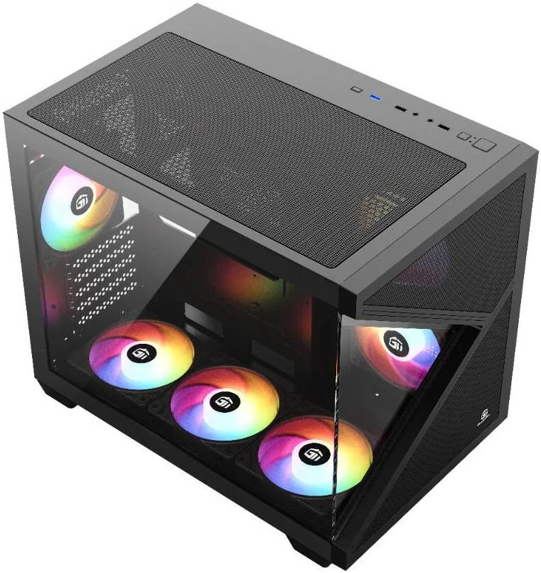 کیس کامپیوتر مید تاور گیمینگ GamerTek Nova، دارای 6 فن 120 میلی‌متری ARGB از پیش نصب شده، پشتیبانی از رادیاتور تا 360 میلی‌متری و 9 فن، USB 3.0 x1، USB 2.0 x2، HD Audio، مشکی | 616985067398