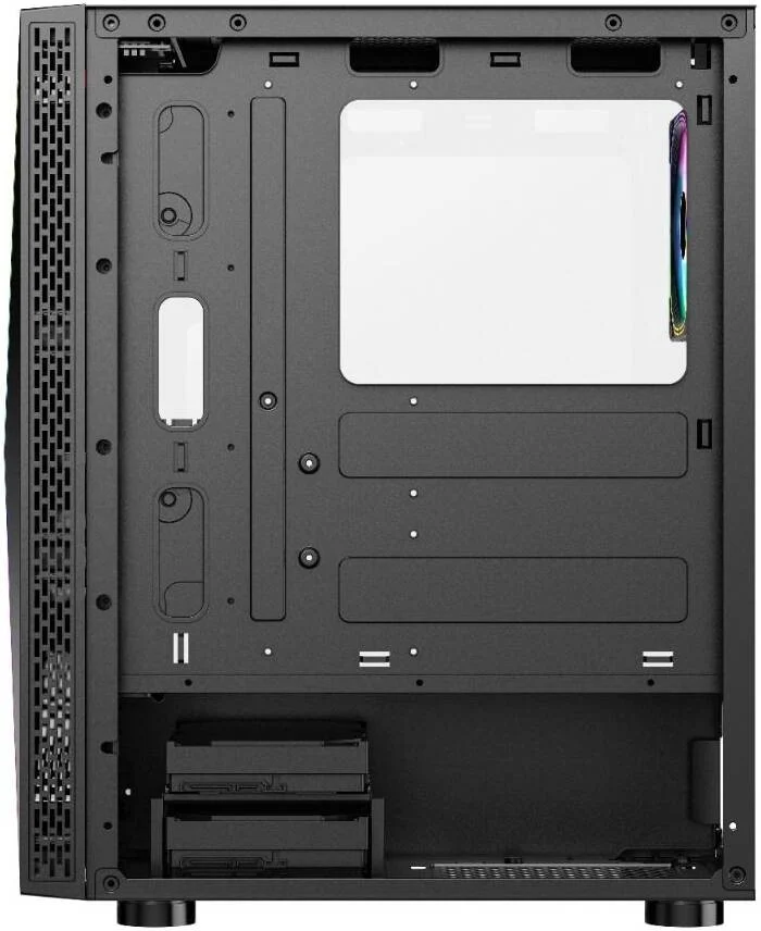 کیس کامپیوتر مید تاور GamerTek Vega، دارای 1 فن 120mm aRGB از پیش نصب شده، پشتیبانی از رادیاتور تا 240mm، پشتیبانی از 6 فن، 2x USB 1.1، 1x USB 3.0، HD Audio، مشکی | 616985067404