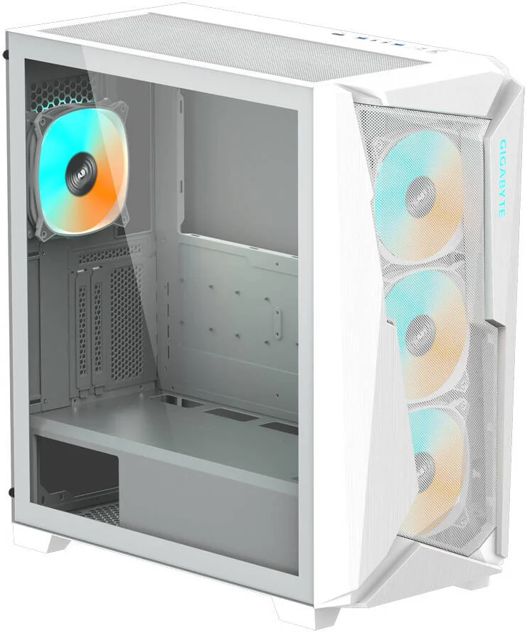 کیس مید تاور گیگابایت C301 Glass V2، دارای 4 فن ARGB از پیش نصب شده، پشتیبانی از رادیاتور تا 360 میلی‌متر، نورپردازی RGB، فیلتر گرد و غبار، پنل جانبی شیشه حرارت دیده تمام قد، سفید | C301GW-V2-ATX
