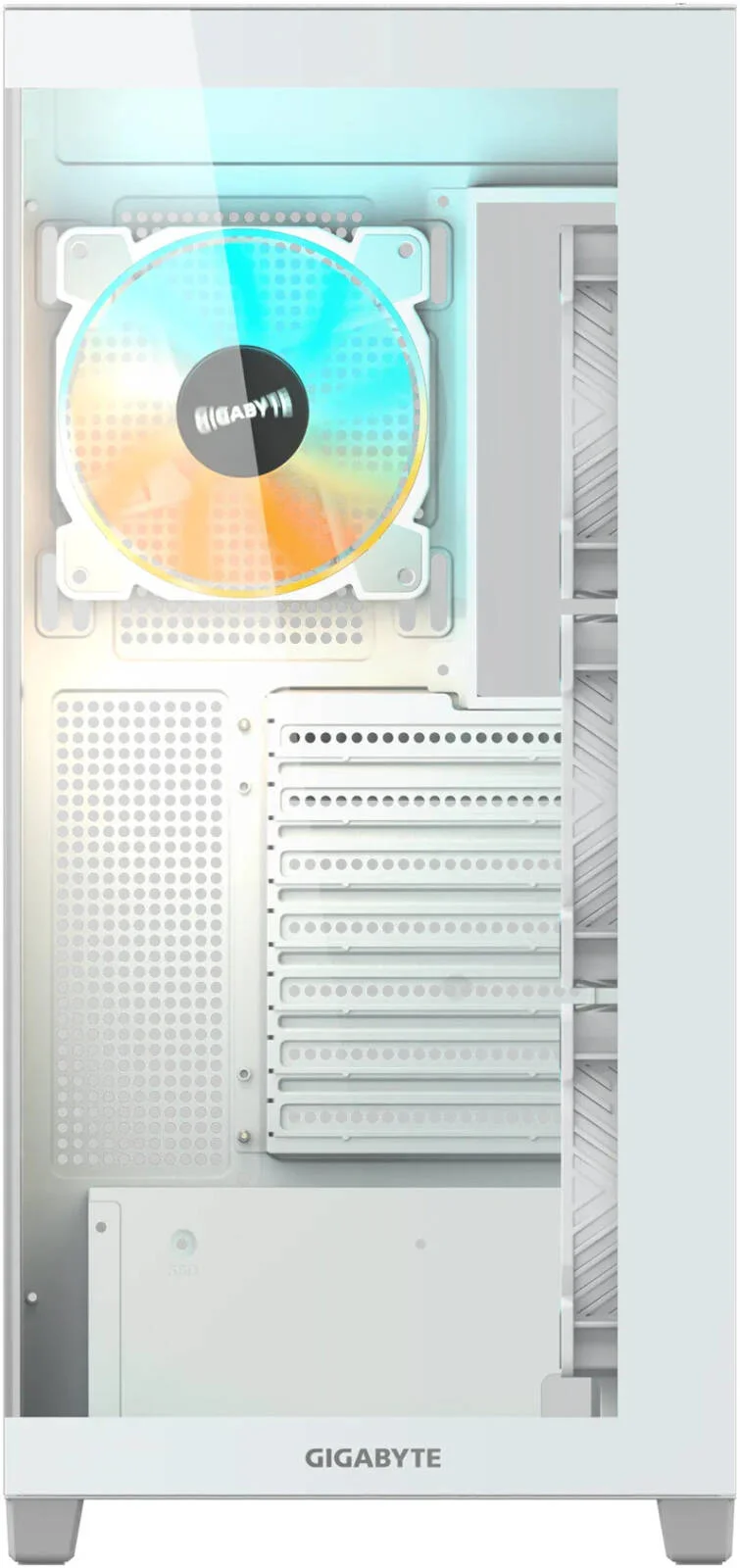 کیس کامپیوتر GIGABYTE C500 ATX، کارت گرافیک 410 میلی‌متری ATX، فرم فاکتور Mid Tower، نورپردازی RGB، پشتیبانی از درایو 3.5 اینچی، فن از پیش نصب شده، مدیریت کابل داخلی، Ice | C500PI-ST-ATX