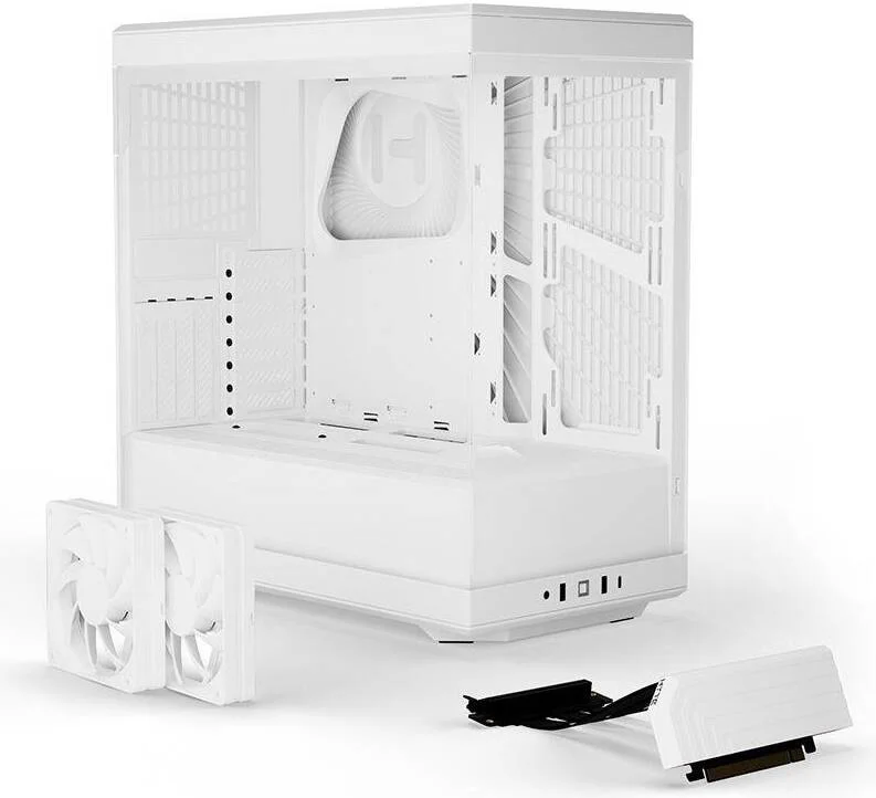 کیس کامپیوتر گیمینگ HYTE Y40 با طراحی مدرن و نمای پانوراما، سایز متوسط ATX، دارای 2 فن 120 میلی‌متری از پیش نصب شده، پشتیبانی از رادیاتور تا 360 میلی‌متر و 7 فن 120 میلی‌متری، پشتیبانی از کارت گرافیک عمودی، سفید برفی | CS-HYTE-Y40-WW