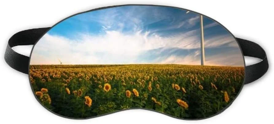 چشم بند خواب طرح آفتابگردان، ابرها و آسمان آبی، نرم و راحت چشم بند خواب طرح آفتابگردان، ابرها و آسمان آبی، نرم و راحت