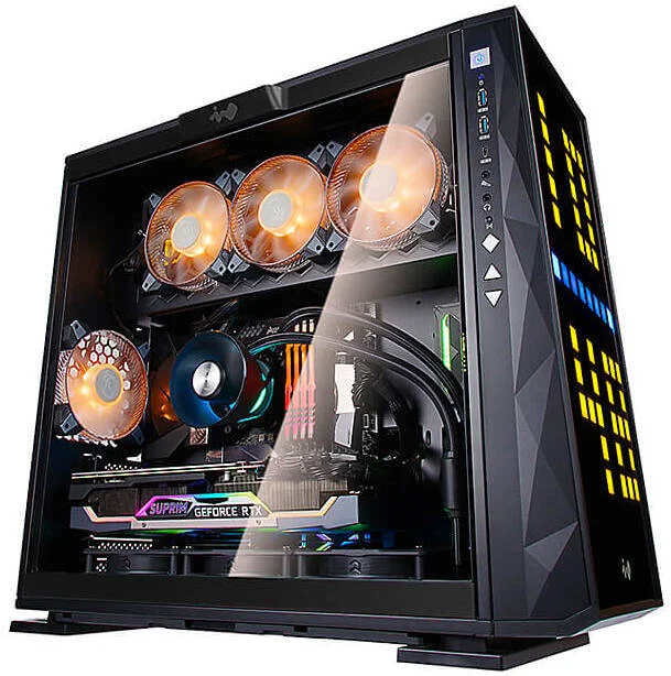 کیس کامپیوتر مید تاور InWin 309 Gaming Edition E-ATX، دارای 4 فن Saturn ASN120 از پیش نصب شده، SECC، شیشه حرارت دیده، مواد ABS، پشتیبانی از GPU تا 350 میلی متر و رادیاتور 360 میلی متر، مشکی | IW-CS-309GE-BLK