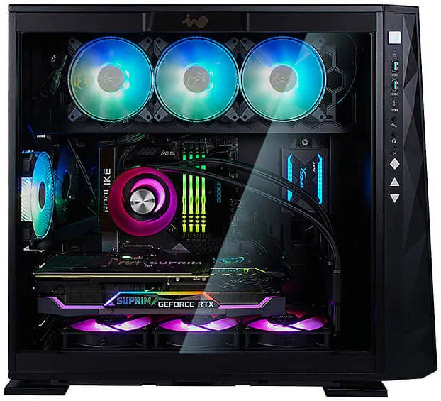 کیس کامپیوتر مید تاور InWin 309 Gaming Edition E-ATX، دارای 4 فن Saturn ASN120 از پیش نصب شده، SECC، شیشه حرارت دیده، مواد ABS، پشتیبانی از GPU تا 350 میلی متر و رادیاتور 360 میلی متر، مشکی | IW-CS-309GE-BLK