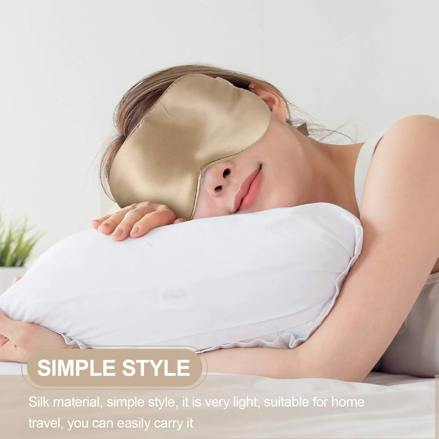 HEALLILY پوشش سایه چشم، پد چشم ابریشمی برای خواب شبانه و مسافرت (شامپاینی)