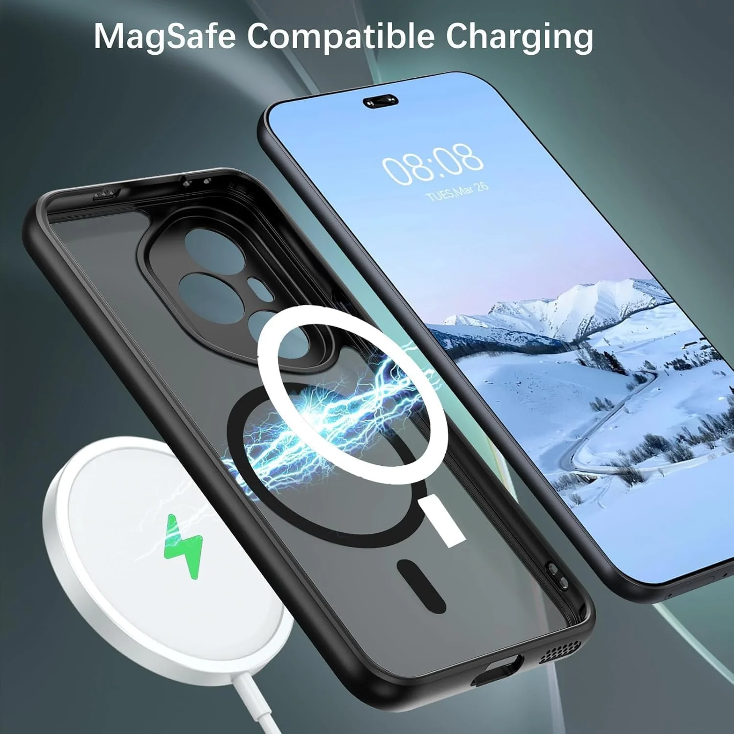 کاور محافظ گوشی آنر 400 پرو 5G - کاور مغناطیسی سازگار با MagSafe | ضد ضربه و ضد سقوط، ساخته شده از TPU+PC | کاور پشتی محافظ باریک (مشکی شفاف)