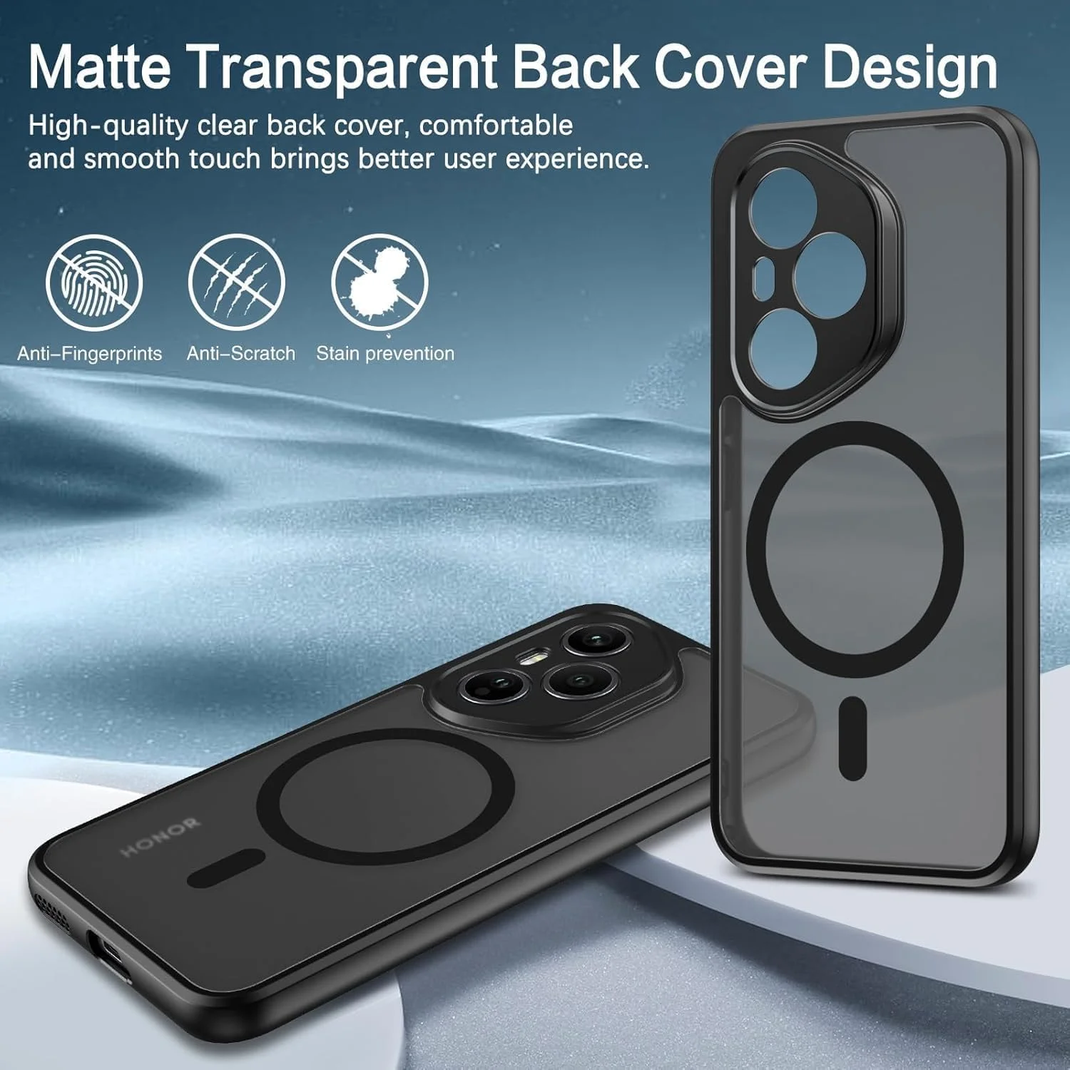 کاور محافظ گوشی آنر 400 پرو 5G - کاور مغناطیسی سازگار با MagSafe | ضد ضربه و ضد سقوط، ساخته شده از TPU+PC | کاور پشتی محافظ باریک (مشکی شفاف)